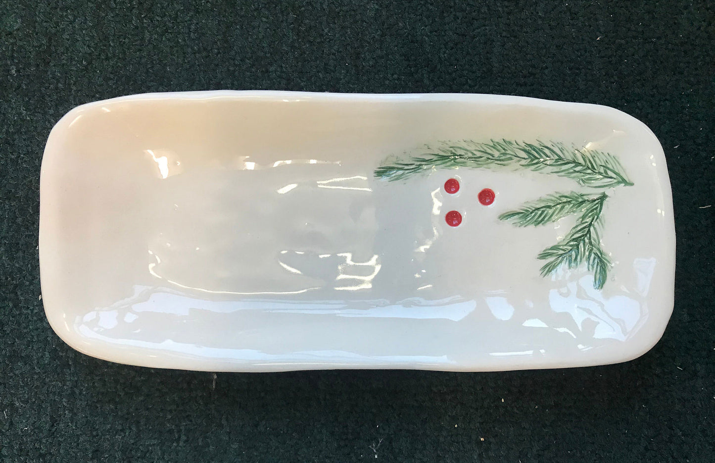 Ceramic Dish - Pine Sprigs & Red Berries